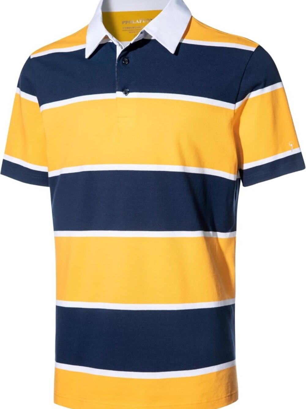 Men's Long Sleeve Striped Dry Fit Casual Golf Polo Shirt - Comfortable Collared